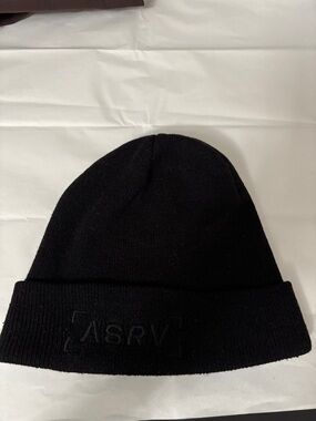 ASRV Black Ribbed Knit Cuff Beanie